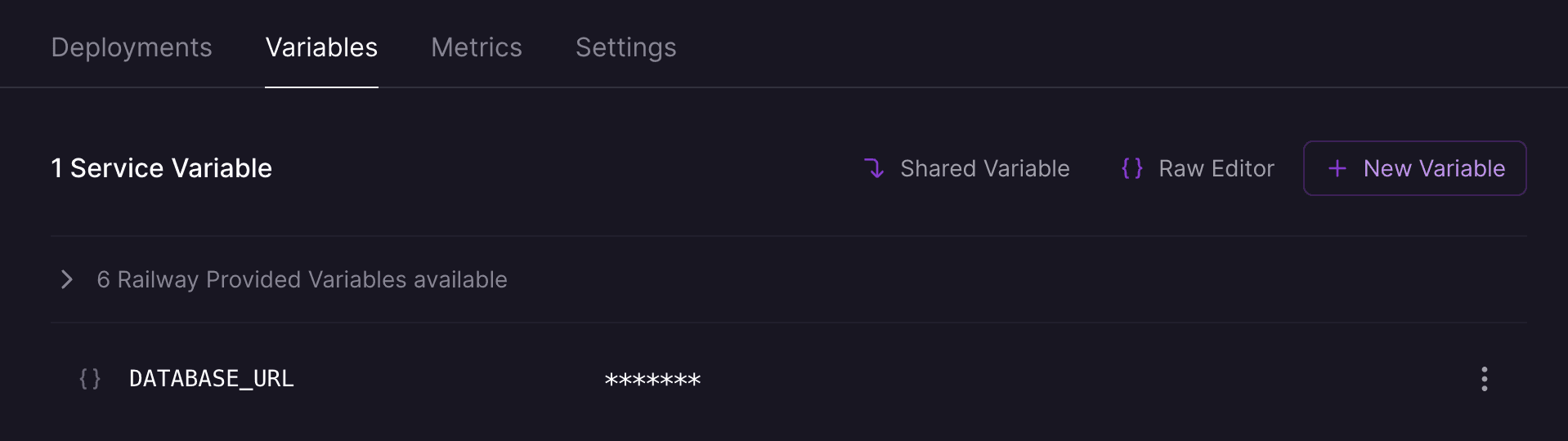 Railway environment variables setup
